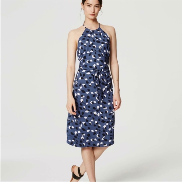 LOFT Dresses & Skirts - LOFT Ann Taylor Blue Vine Halter Midi Dress